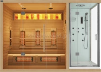 Трехместная инфракрасная сауна Luxury из кедра с керамическими излучателями с Душевой кабиной
